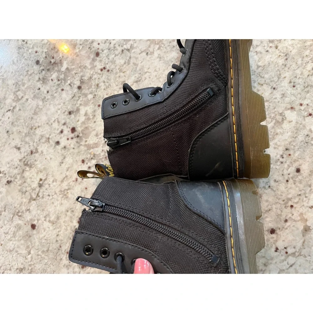 Dr Martens Combs J Black Nylon Leather Utility Boots Kids US 3 26982001‎
